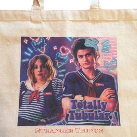 Stranger Things Robin & Steve sailor costume Totally Tubular tote bag print NEW - Picture 5 of 6